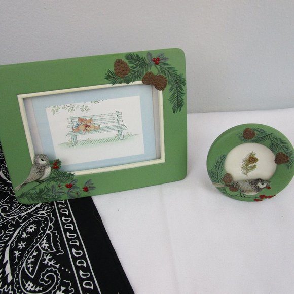 🏠HP🏠 VTG Seasonal Ceramic Frame Set 4"x6"/2" - Picture 2 of 9